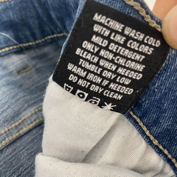 Spark Jean Shorts Mens SZ 42 Blue Medium‎ Wash Premium Denim Orange Stripe Jorts - Picture 12 of 14